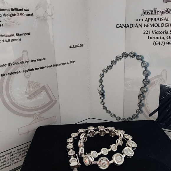 2.90 carats natural diamonds, tennis bracelet in platinum - Picture 4 of 5